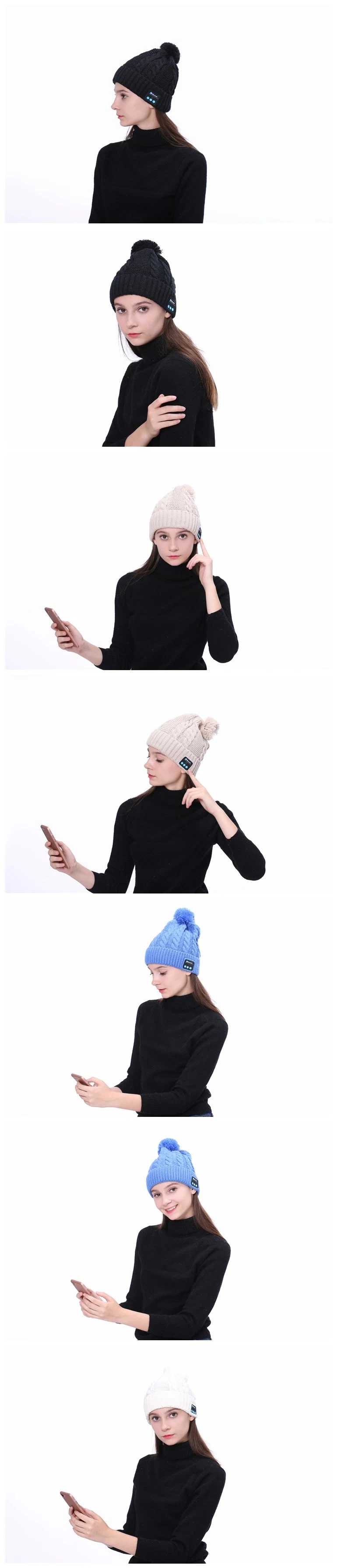 Wm5 Fashion Warm Woolen Winter Acrylic Knitted Hat Wireless Earphone Sports Beanie