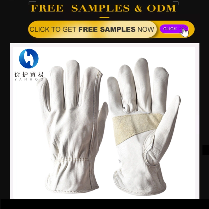 High-Quality Winter Warm Driver Goatskin Leather Work Gloves with Wool Lining