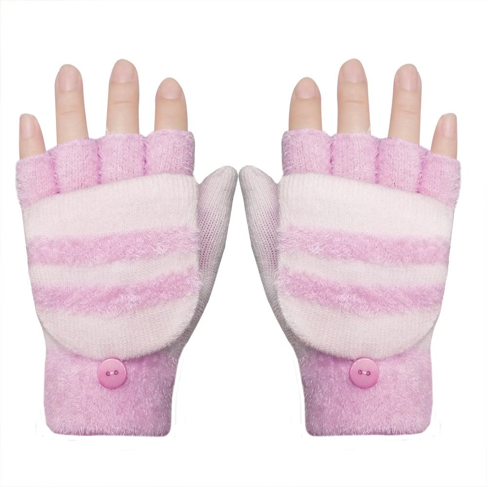 Kids Animal Jacquard Magic Acrylic Knit Winter Warm Fingerless Gloves