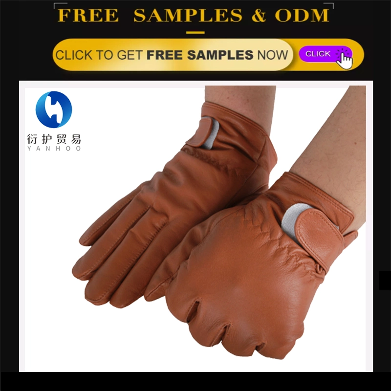 High-Quality Winter Warm Driver Goatskin Leather Work Gloves with Wool Lining