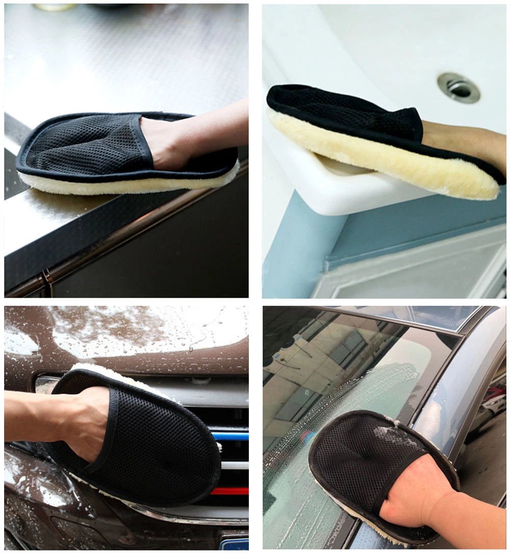Wholesale Microfibre Synthetic Wool Car Wash Mitt Microfiber Car Cleaning Gloves