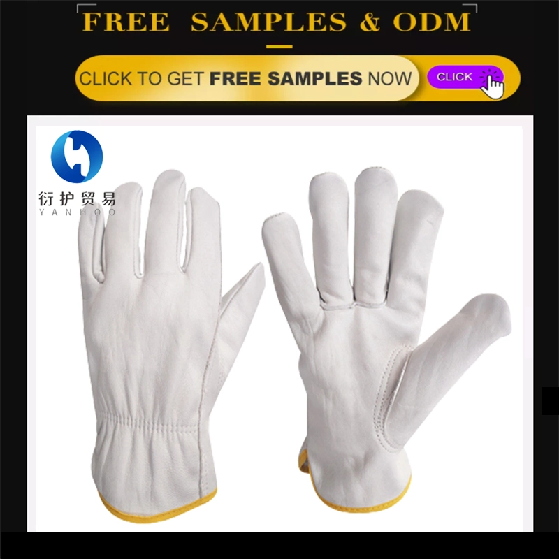 High-Quality Winter Warm Driver Goatskin Leather Work Gloves with Wool Lining