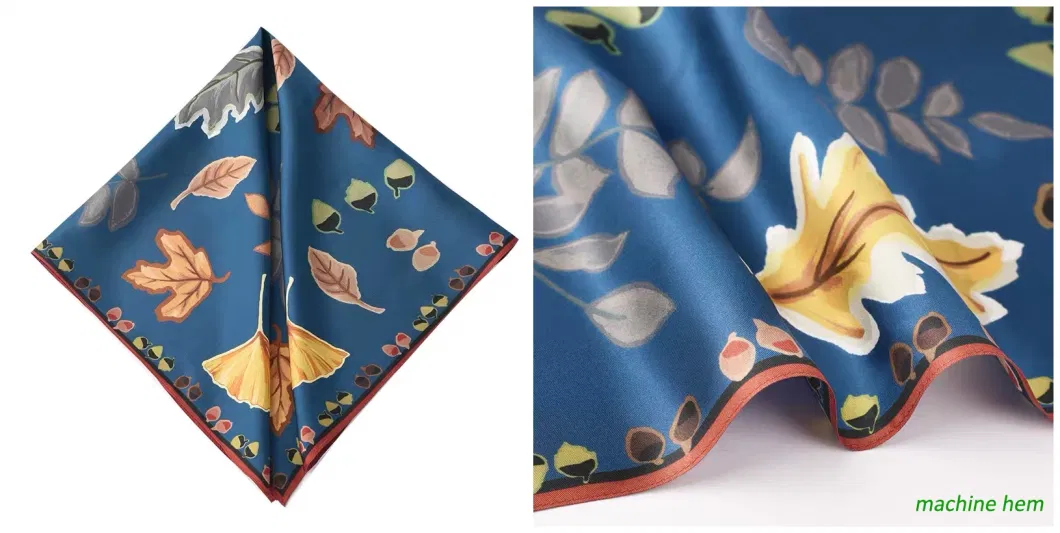 Wholesale Square Silk Scarf Custom Design Digital Printing Silk Head Scarf