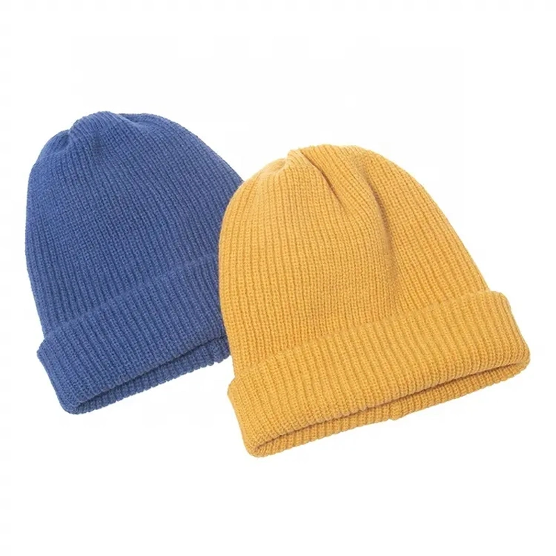 OEM Custom Logo Hat Supplier Manufacturer Embroidered Solid Color Plain Acrylic Unisex Knitted Cap Hat Winter Women Beanie