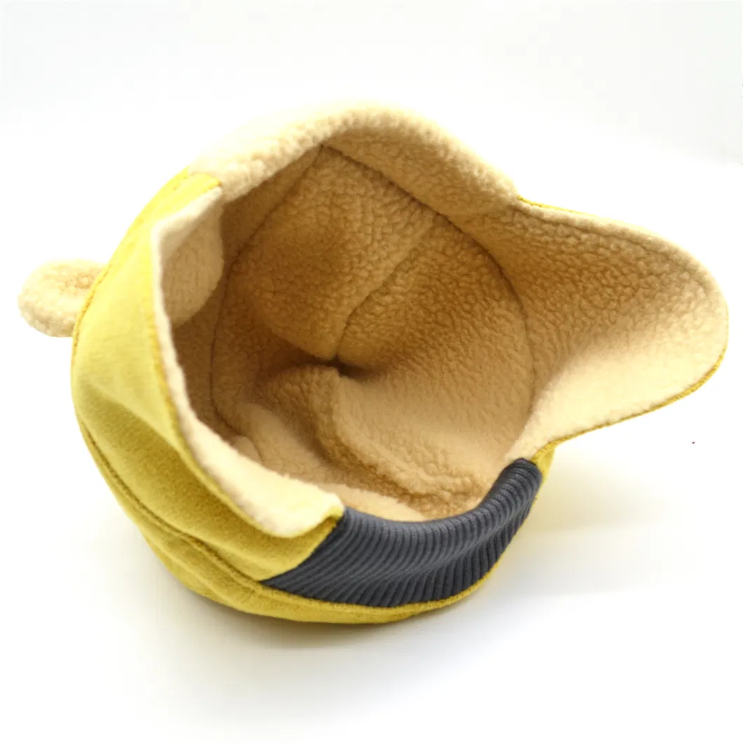 Polar Fleece Winter Custom Earflaps Ear Cover Protection Yellow Kids Children Aberage Size Thickened Warm Hat Cap