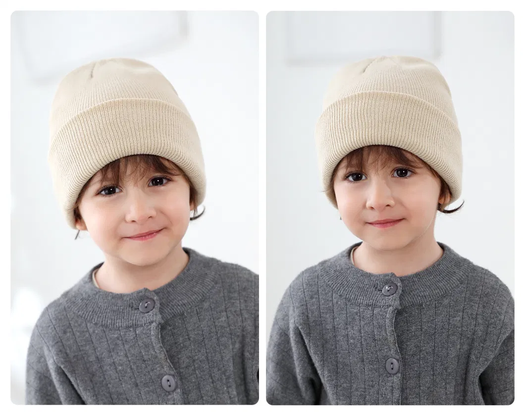 Hot Sell Unisex Warm Thick Children Kids Beanie Candy Colors Fashion Plain High Quality Acrylic Knitted Winter Cute Baby Hat