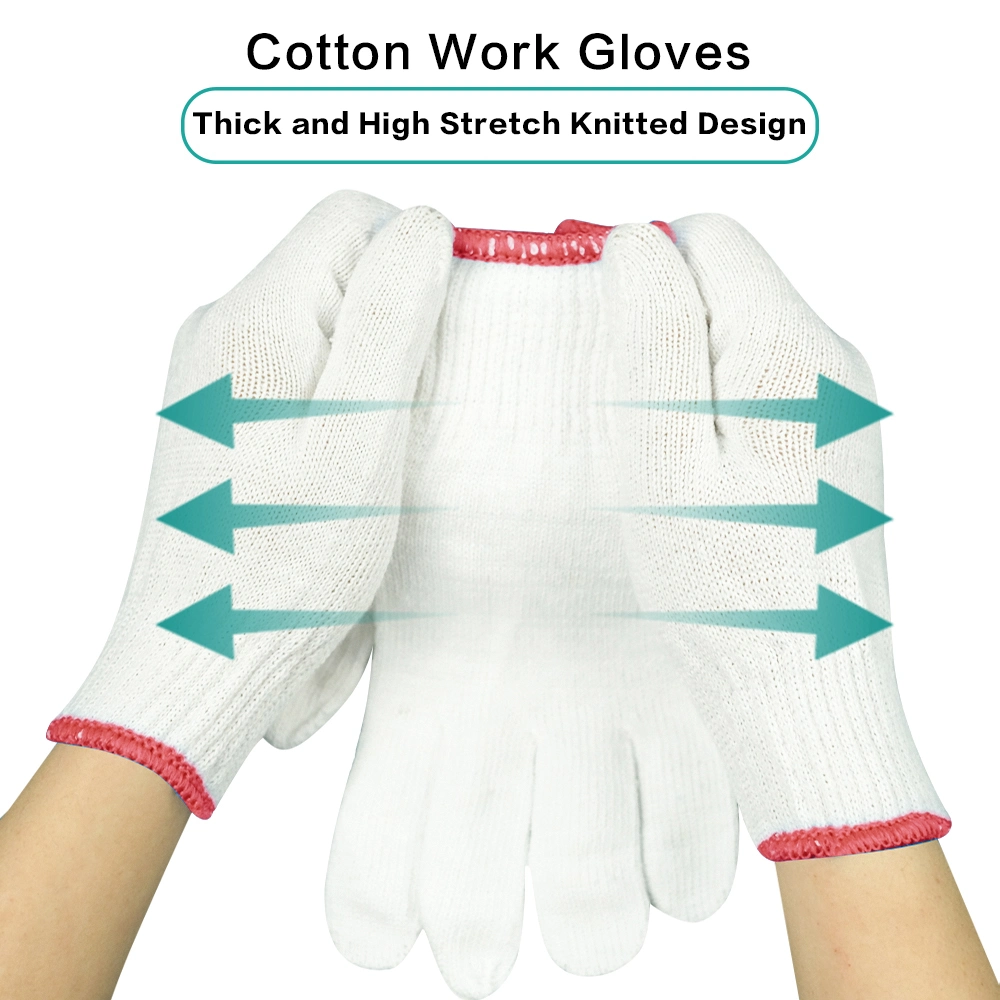 China Wholesale 7/10/13gauge Price Industrial/Construction/Working/Protective Guantes White Cotton Knitted Safety Work Gloves