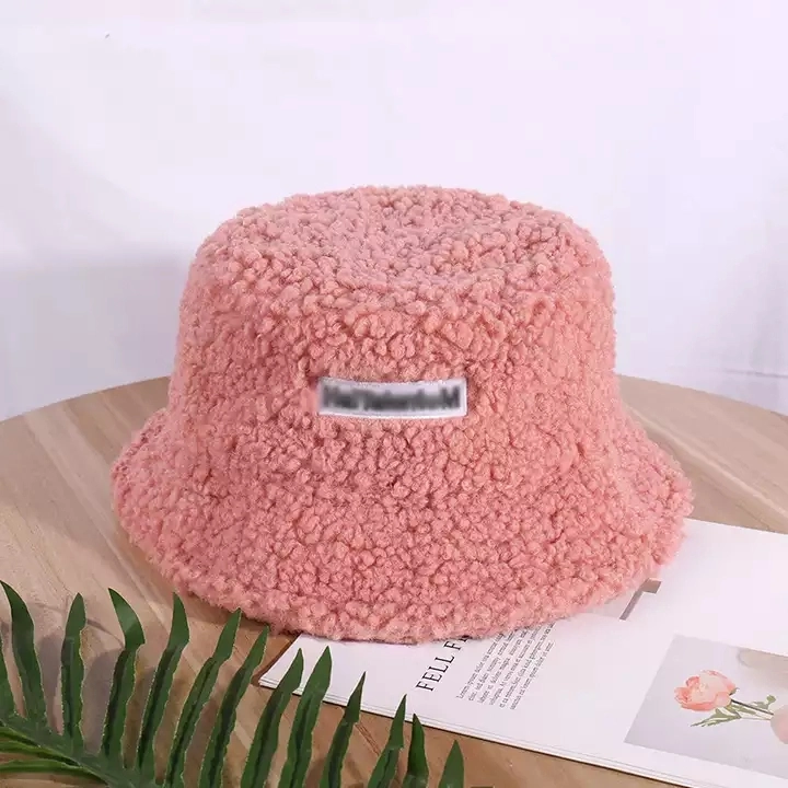 Fashion Lady Solid Soft Warm Winter Hat Fleece Outdoor Vacation Faux Lamb Wool Sherpa Bucket Hat Sherpa Hat