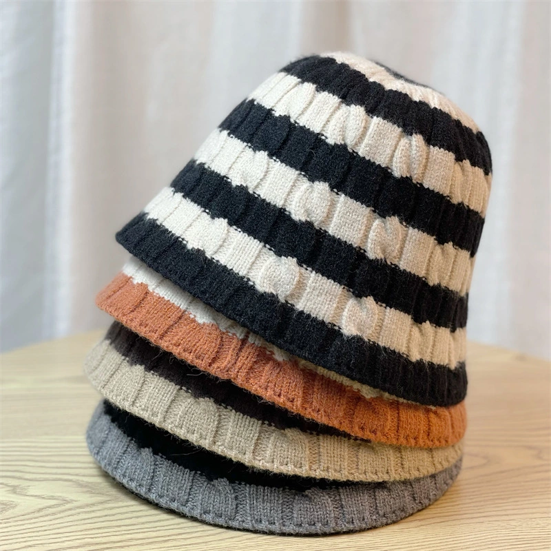 Korean Version Lady Knitted Fisherman Cap Female Fashion Autumn-Winter Warm Basic Knitting Bucket Hat