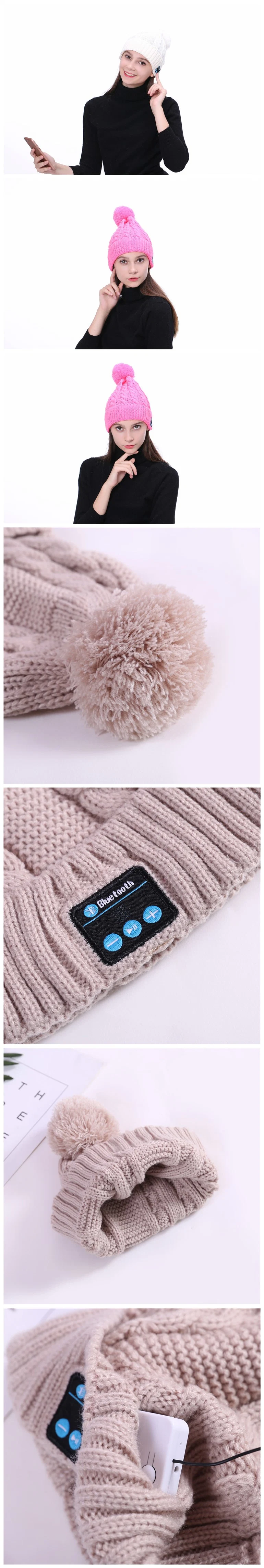 Wm5 Fashion Warm Woolen Winter Acrylic Knitted Hat Wireless Earphone Sports Beanie