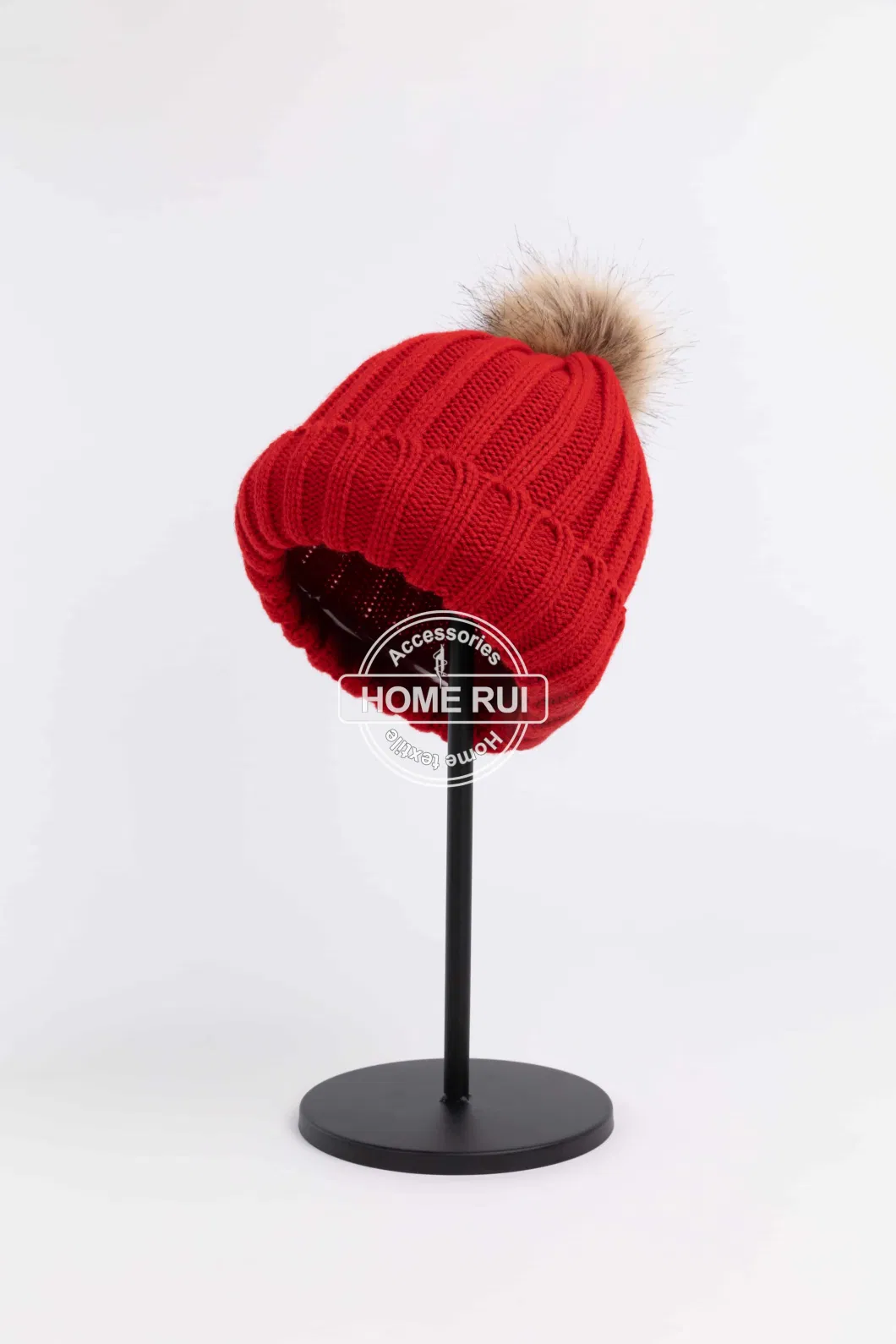 Low MOQ Soft Winter Red Christmas Blank Embroidery Acrylic Thermal Chunky Custom Logo Knitted Beanies Hats