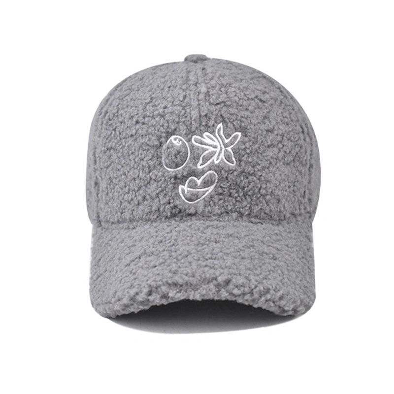 Wholesale Winter Warm Teddy Velvet Embroidery Logo Baseball Caps