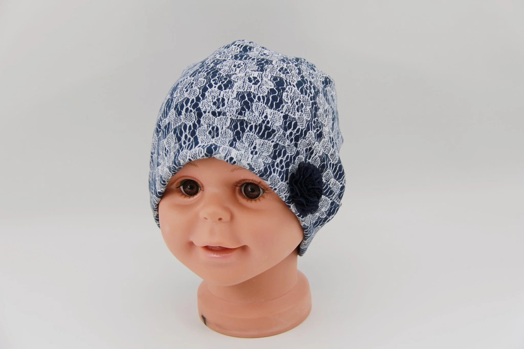 Jersey Child Hat with Print Baby Summer Hat with Lace Flower