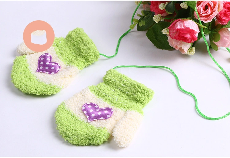 Softee Cozy Winter Knit Magic Mitten with String Applique Decoration Mitt Kids Children