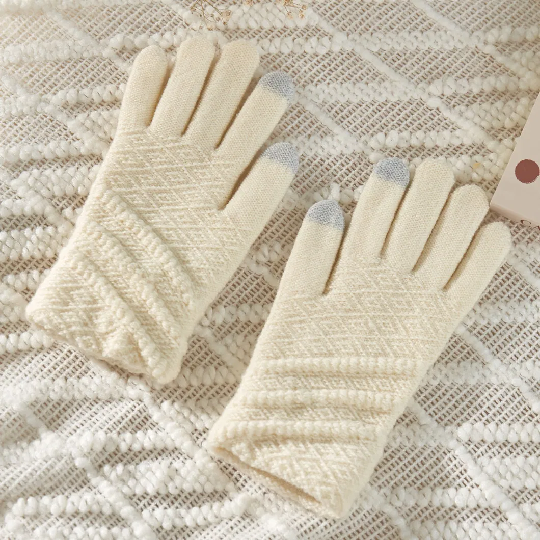 Factory Price Acrylic Wool Soft Texture Winter Pure Color Gloves