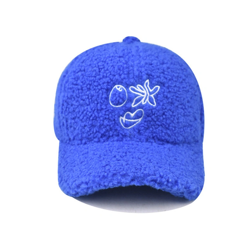 Wholesale Winter Warm Teddy Velvet Embroidery Logo Baseball Caps