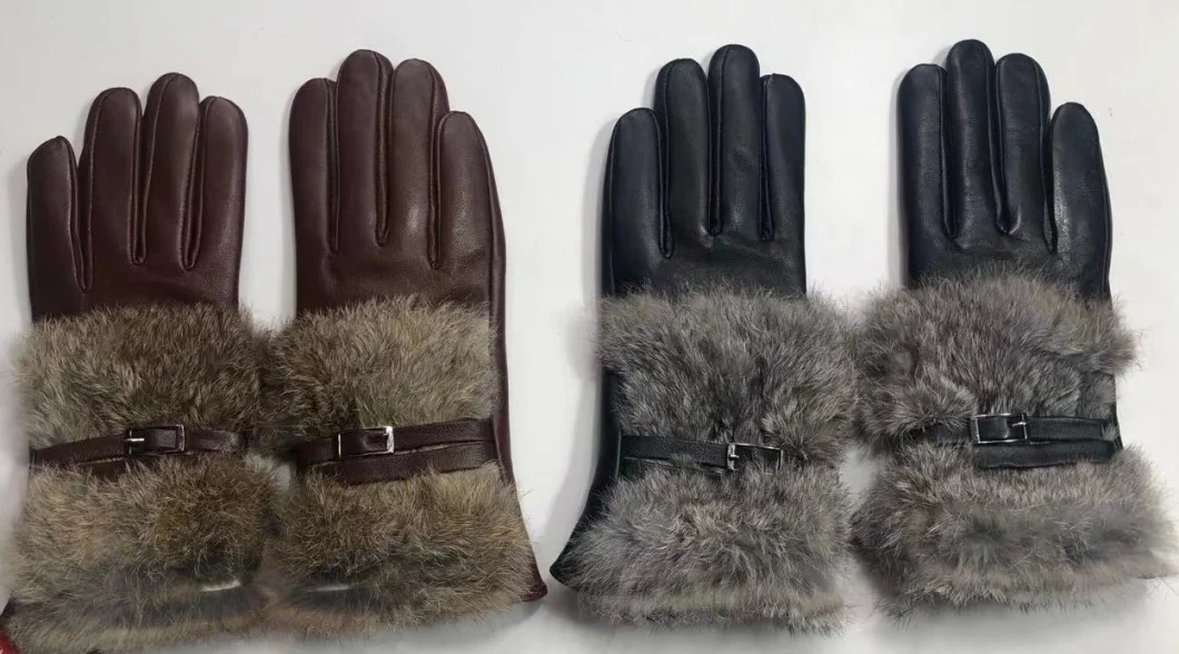 Best Selling Shearling Sheepskin Knit Mittens with Real Fox Hair