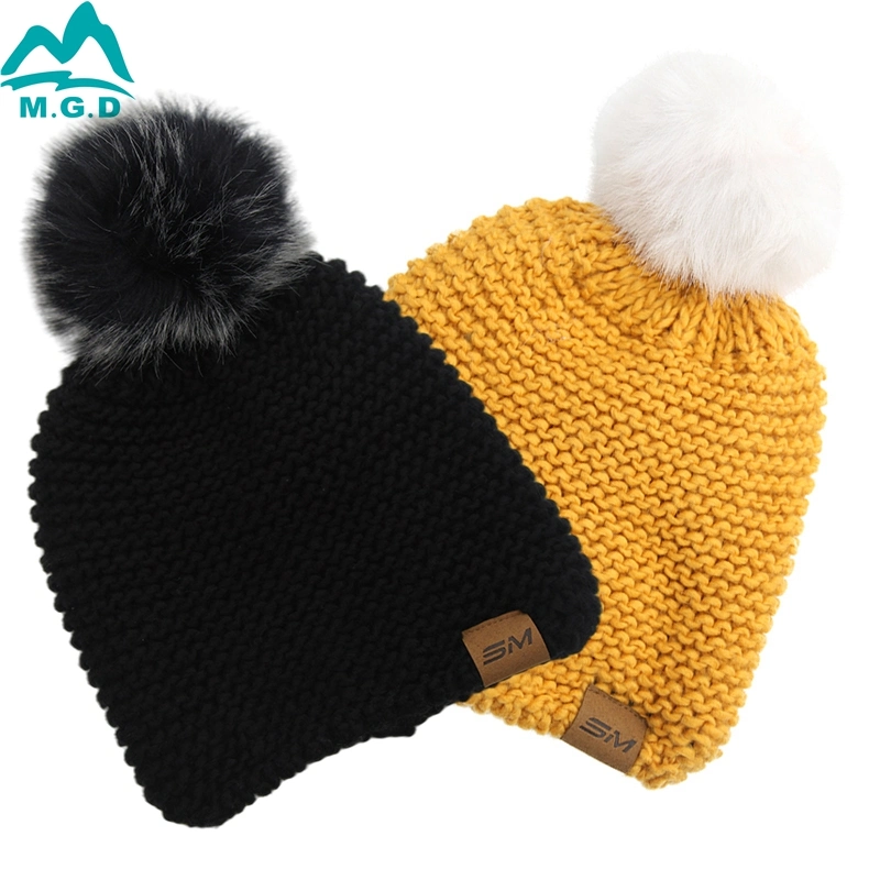 Custom Fashion Women Thick Slouchy Snow Winter Pompom Beanie