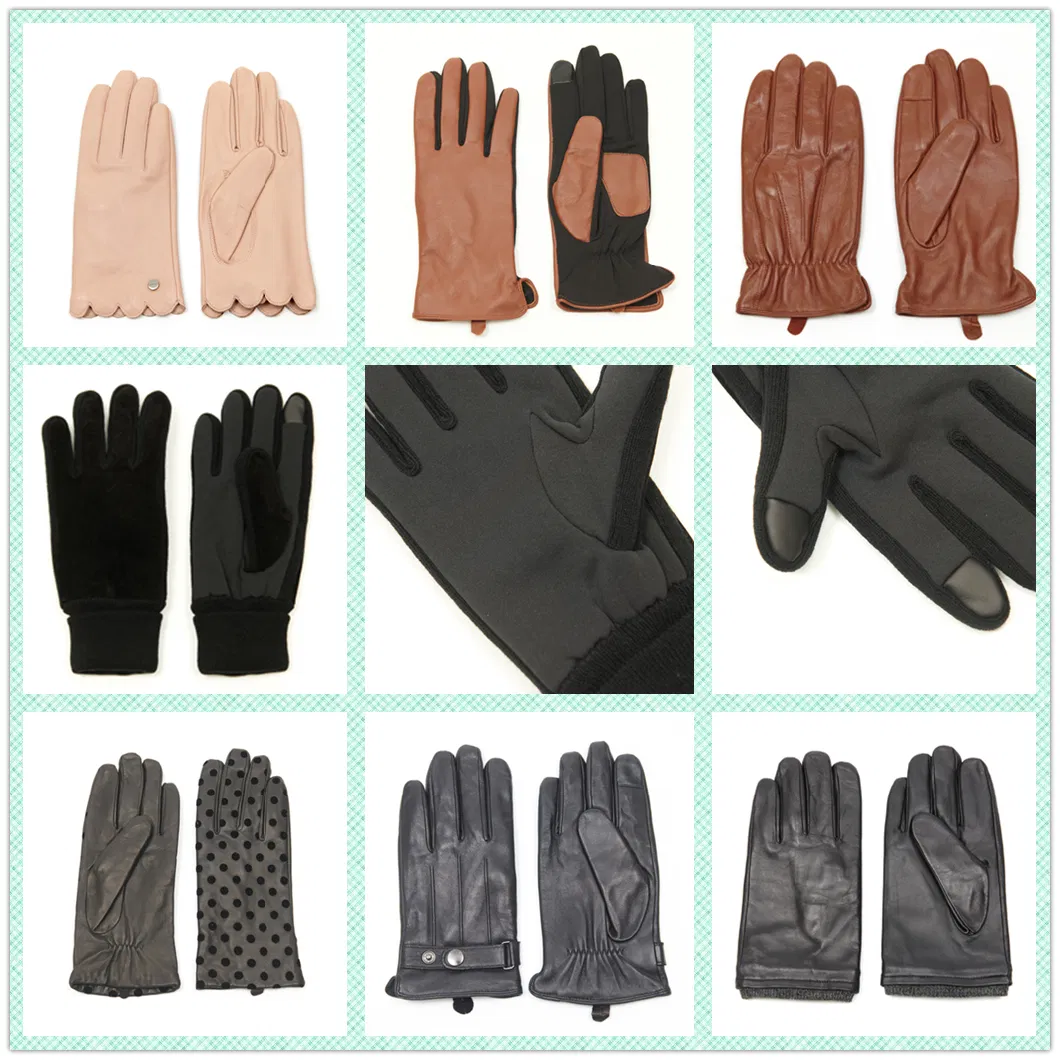 Wholesale Mens Winter Leather Gloves Good Genuine Sheepskin Black Brown Dress Leather Gloves for Car Driving