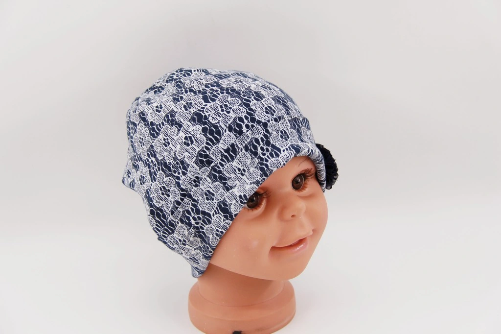 Jersey Child Hat with Print Baby Summer Hat with Lace Flower