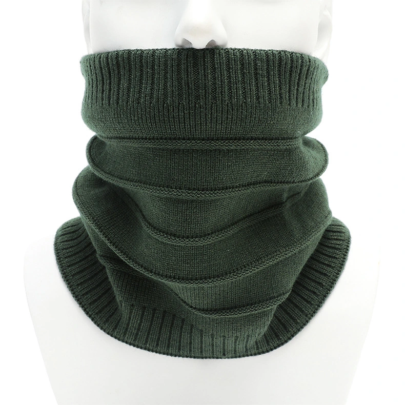 Warm Winter Fluff Line Striped Bib Solid Color Knitting Snood False Collar Thick Knit Pullover Scarf for Man and Women