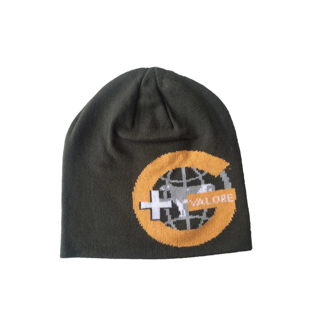 Custom Winter Knitted Hat Logo Printed Jacquard Beanies