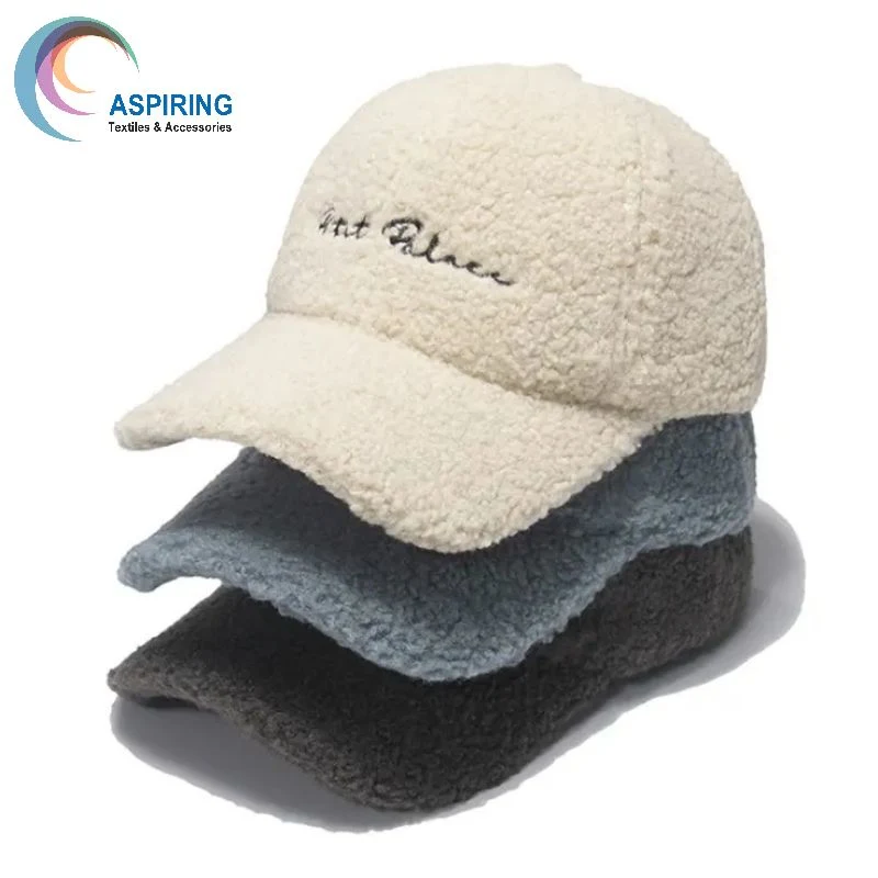 Winter Women Lamb Wool Plush Sherpa Warm Thickened Teddy Baseball Cap Outdoor