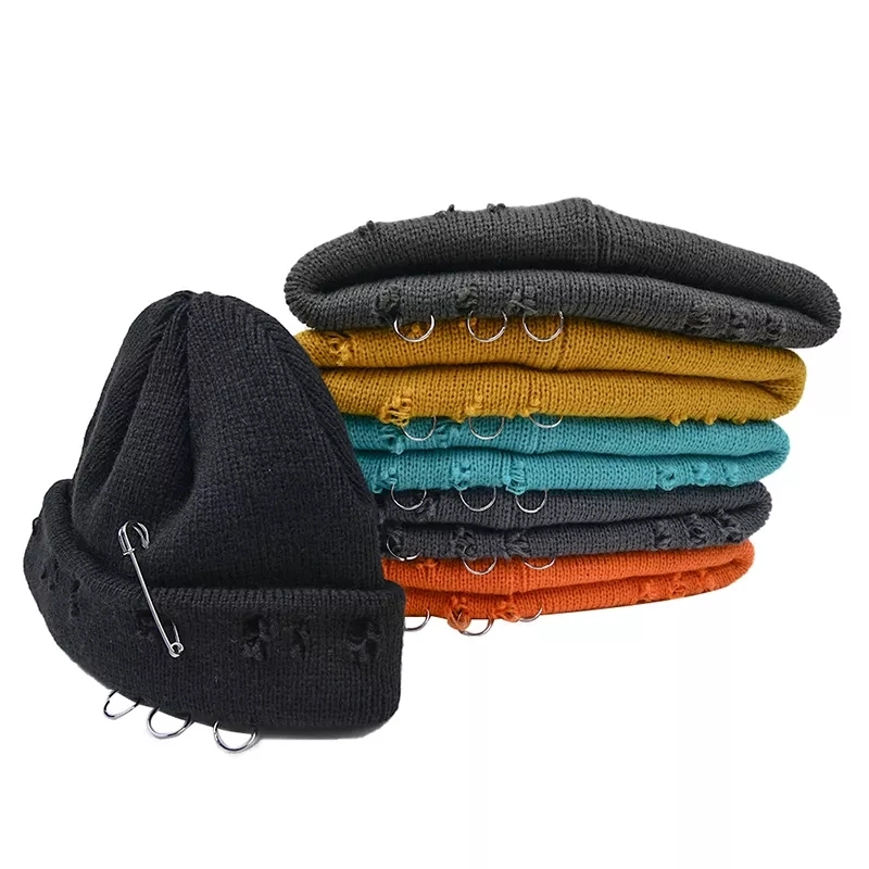 Hot Selling Winter Warm Beanies Knitted Hip Hop Skull Hole Beanies Hat