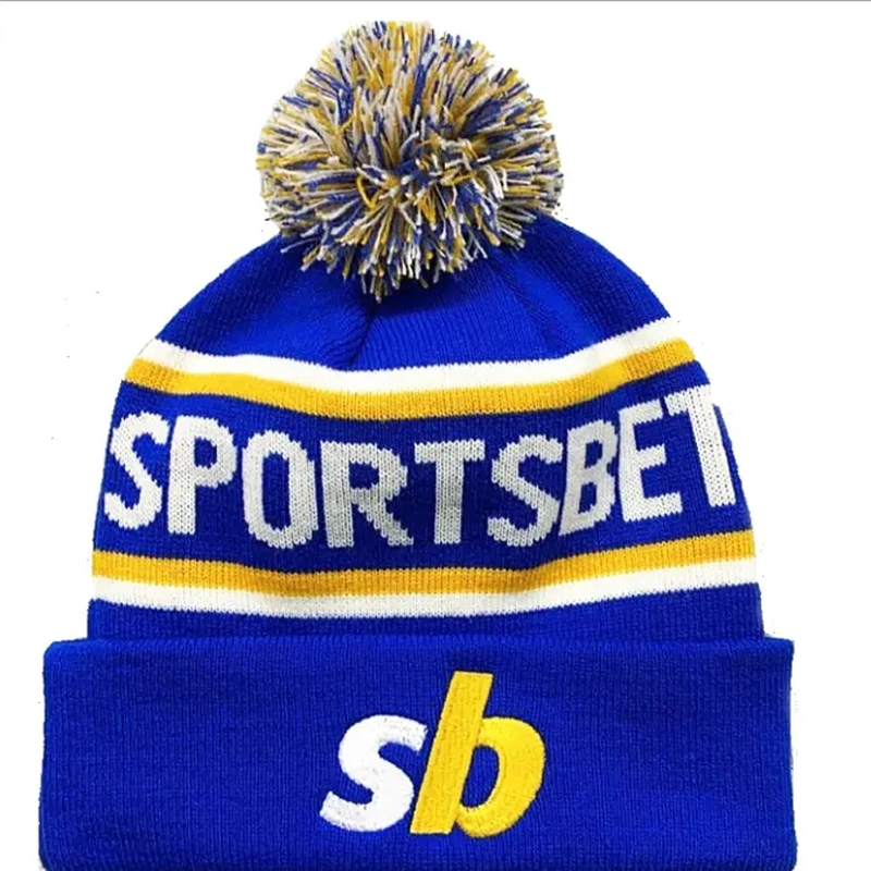 Wholesale Custom Beanie OEM Own Embroidery Logo 100% Acrylic POM POM Knitted Fashion Beanie Hat Custom Winter Hat