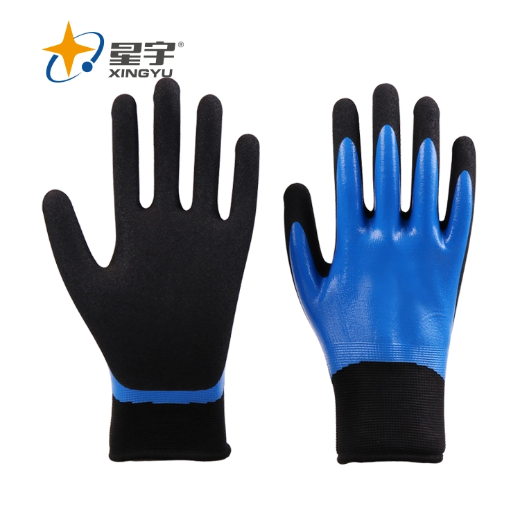 Xingyu Double Shell Nitrile Coated Outdoor Winter Working Gloves Wholesale Waterproof Custom Work Winter Gloves