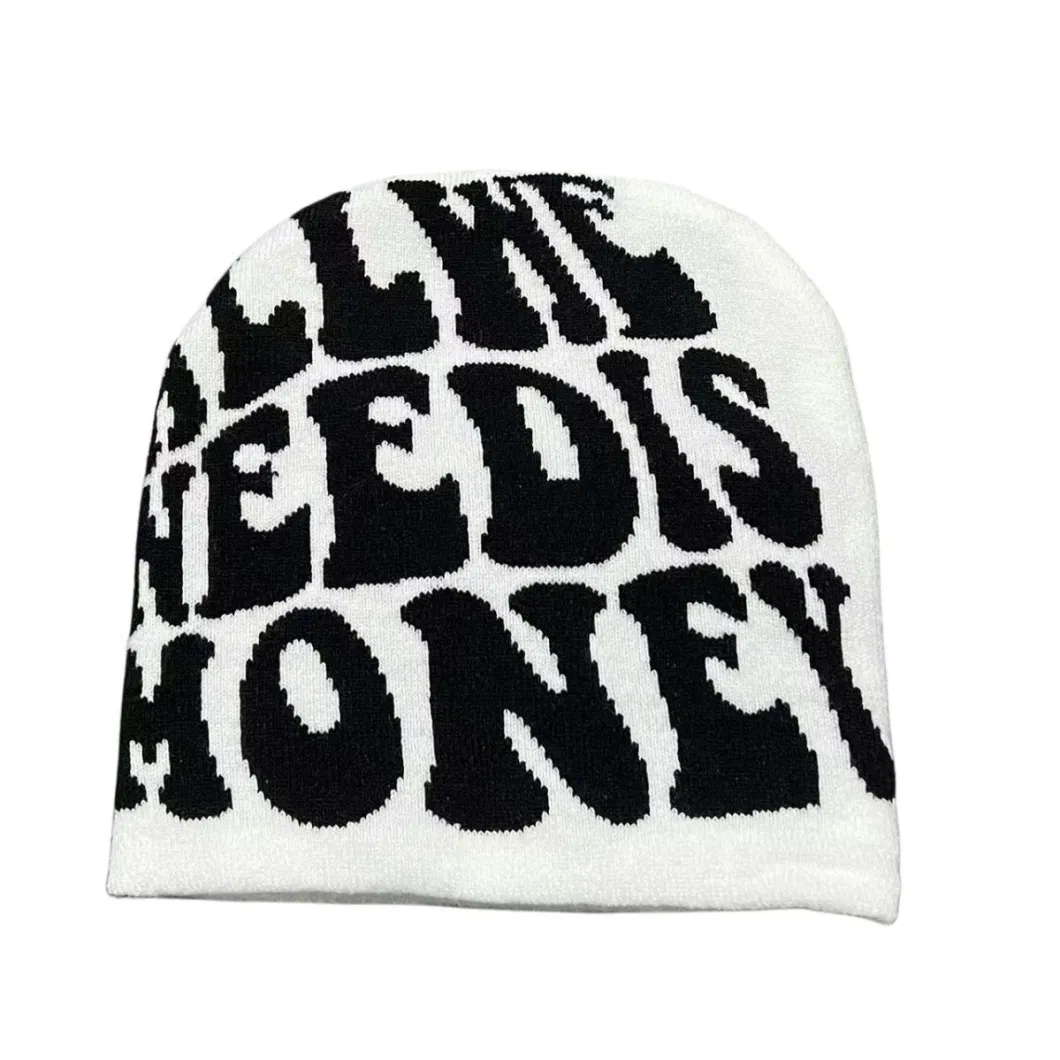 Custom Logo All Over Print Graphic High Quality Toques Jacquard Acrylic Beanie