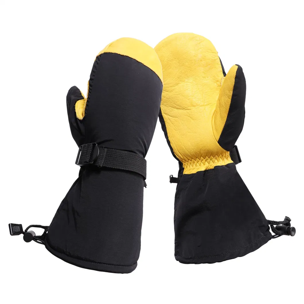 Leather Ski Snowboard Gloves Warm Waterproof Winter Mittens for Children