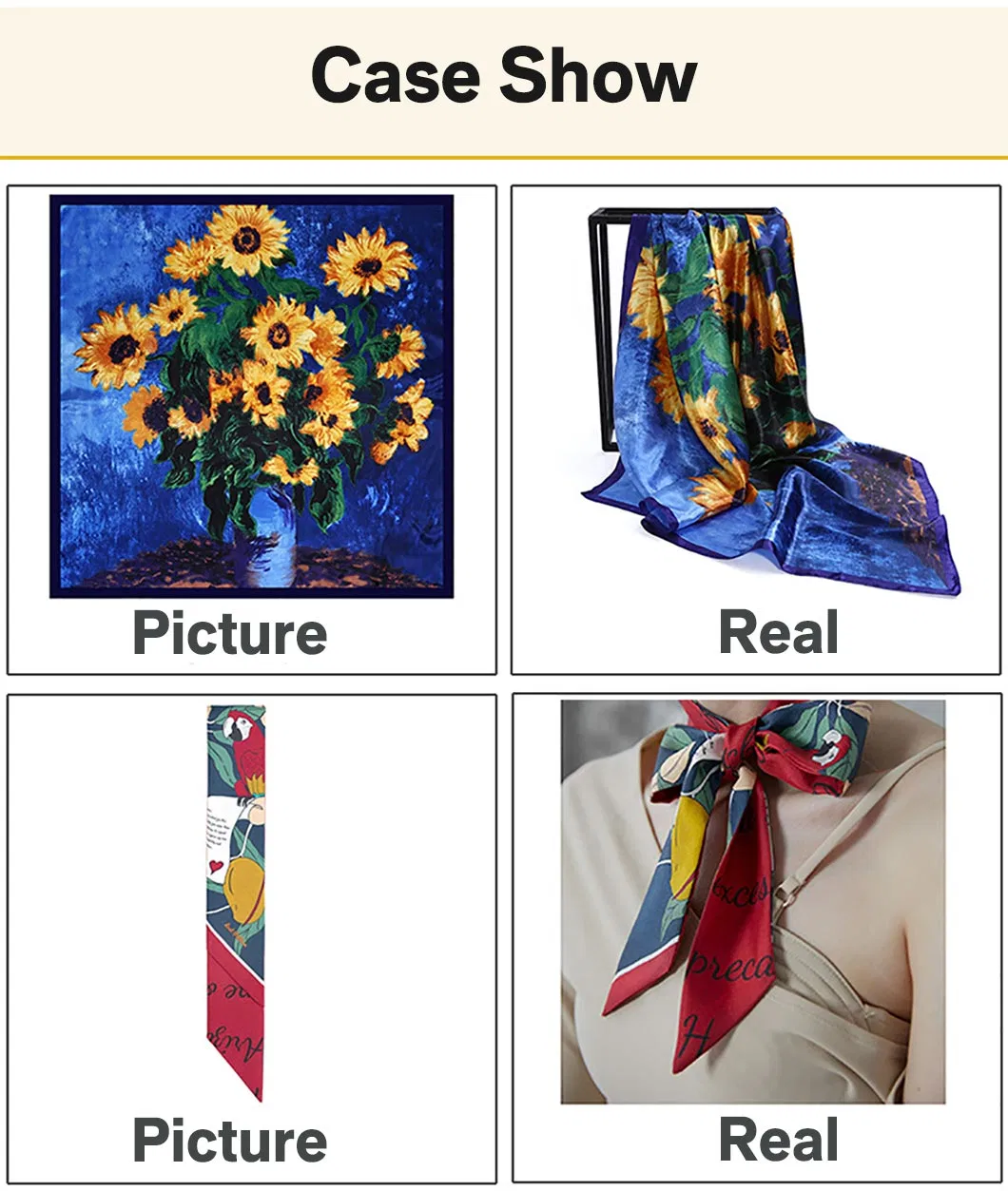 Custom Ladies Big Satin Silk Scarf Printing Big Square Other Scarves Satin Scarfs Shawls Designe