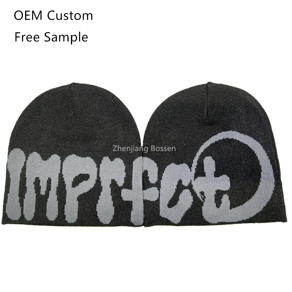 China Factory OEM Custom Logo Embroidered Acrylic Knitted Winter Beanie Hat