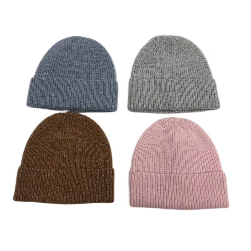 Recycled Polyester Plain Color Customized Design Ladies Knitted Hat Beanie