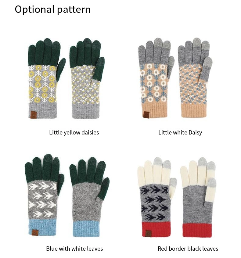 Classic Popular Cool Adults Men Women Fashion Thick Winter Warm Wool Heated Knitted Riding Bicycle Sports Touch Screen Custom Jacquard Knitting Gloves