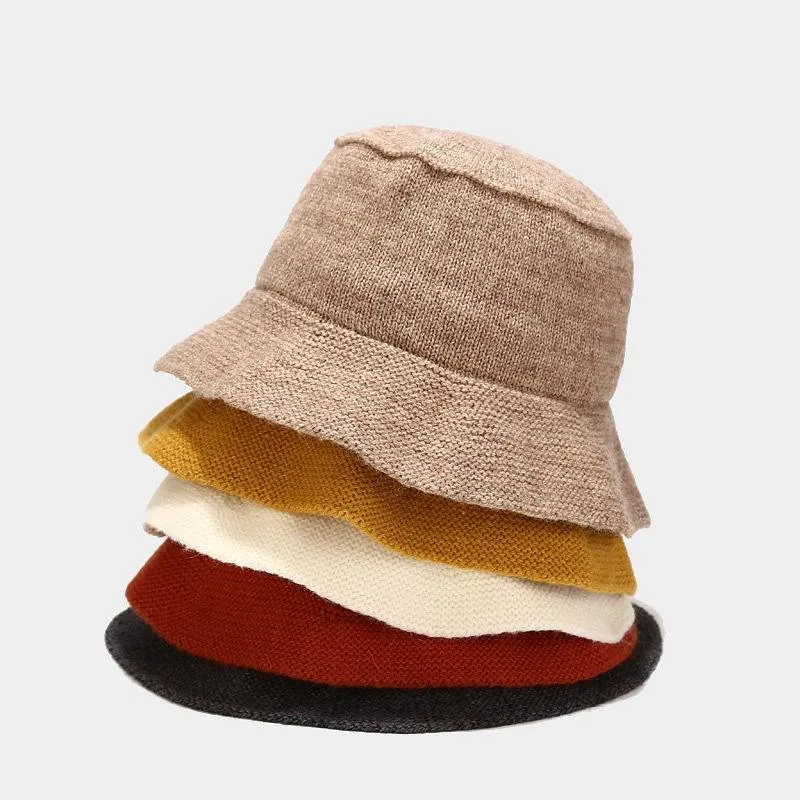 High Quality Stripe Classic Handmade Woolen Knit Bucket Hat