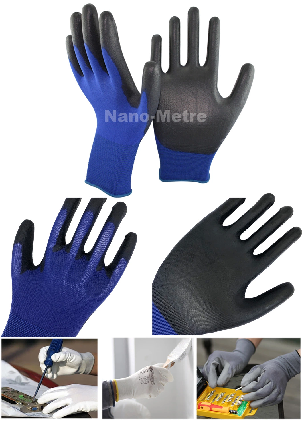 Nmsafety 18g Smart Phone Touch Screen Thin PU Palm Coated DIY Glove