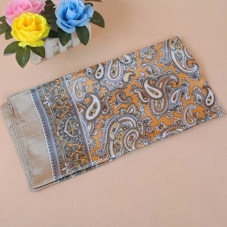 Classic Paisley Cashew Floral 90cm Square Satin Scarf Women&prime; S Vintage Print Scarf