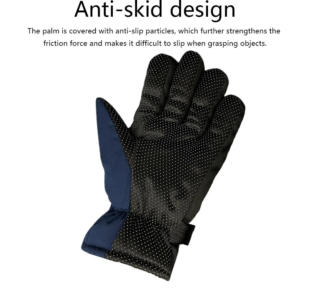 Black Color Ski Gloves with Thick Insulation Lining Winter Ski Gloves Ladies Mens Kids