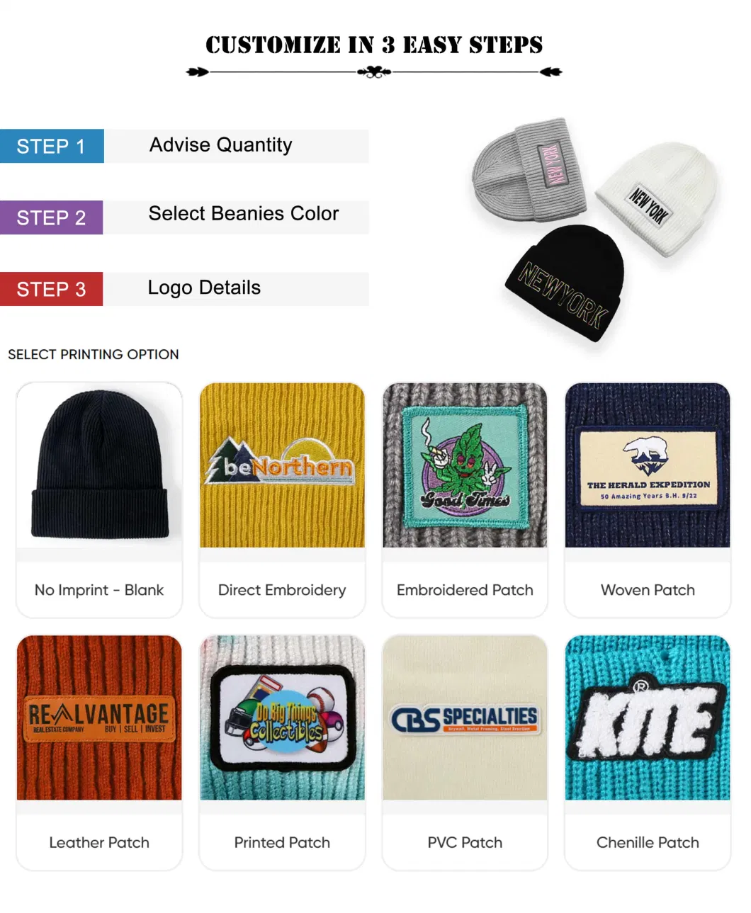 OEM ODM Chunky Thick Designer Beanies Winter Hats with Sequin Bright Yarn Custom Embroidery Logo Leather Patch Woven Label