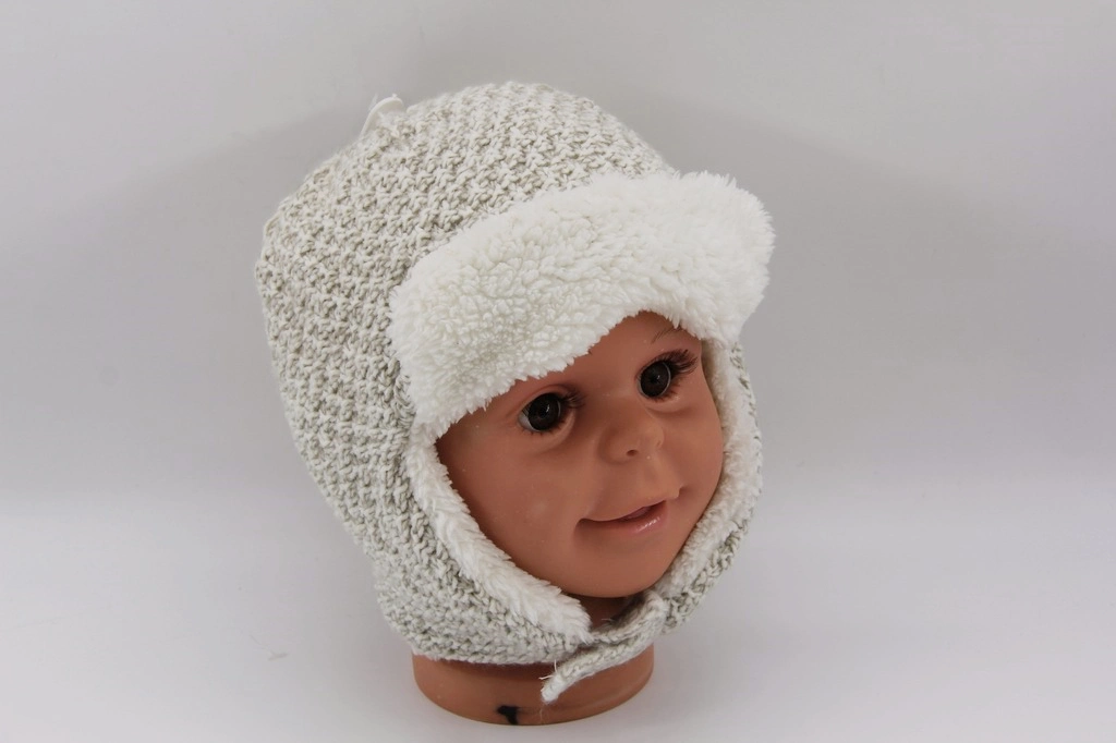 Cute Baby Knitted Hat with Polar Fleece Winter Warmer Earmuff