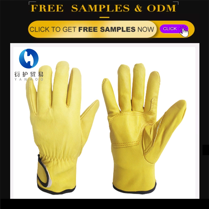 High-Quality Winter Warm Driver Goatskin Leather Work Gloves with Wool Lining