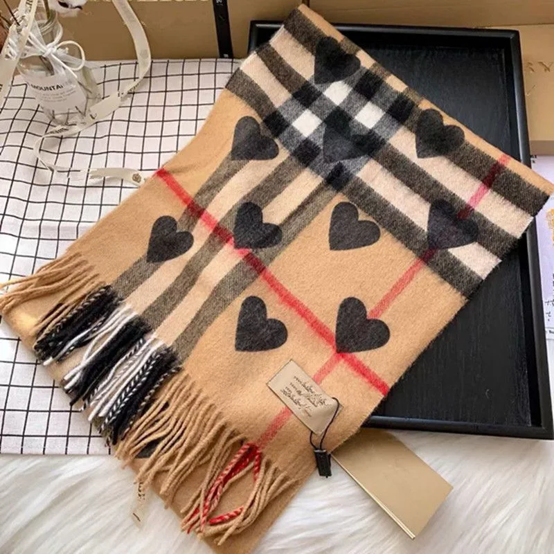 Fashion Luxury Brand Letter Stripe Cashmere Scarf Winter Thickening Warm Tassel Shawl Famous Designer Scarf