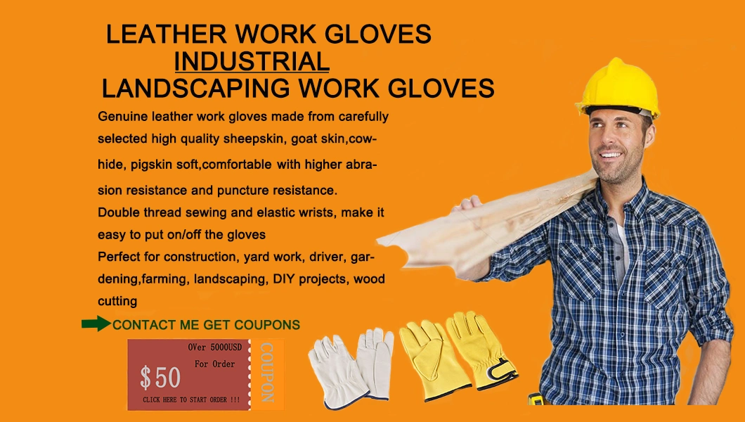 Labour Cheap Protective Safety Cow Leather Gloves for Winter Construction Leather Work Gloves