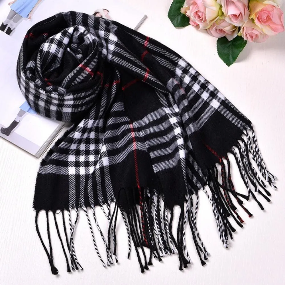 Neck Scarves Warm Shawls Autumn Winter British Plaid Scarf Men Women Bl19976