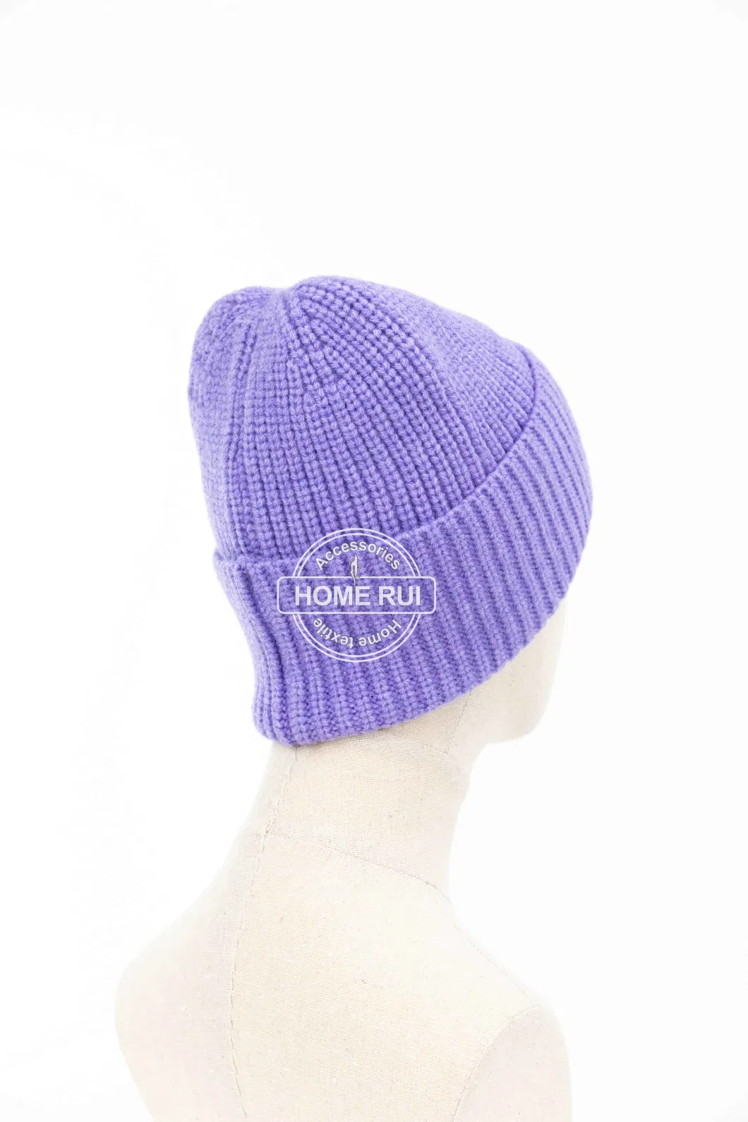 Basic Purple Solid Winter Trawler Slouchy Skull Ski Snowboard Sports Unisex Soft Knitted Junior Cuffed Double Layer Fine Ribbed Bonnet Beanie