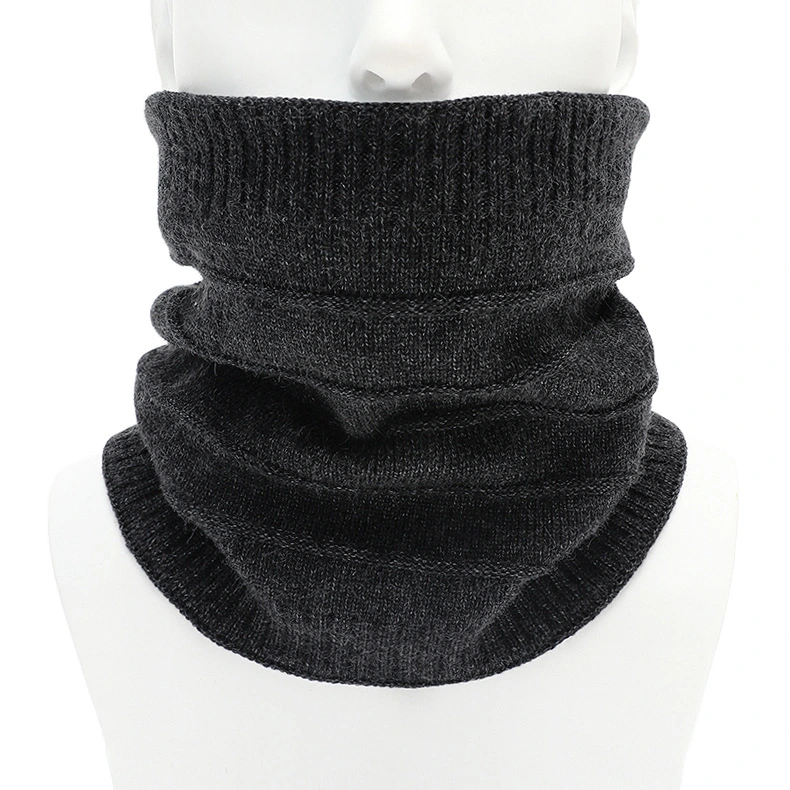 Warm Winter Fluff Line Striped Bib Solid Color Knitting Snood False Collar Thick Knit Pullover Scarf for Man and Women
