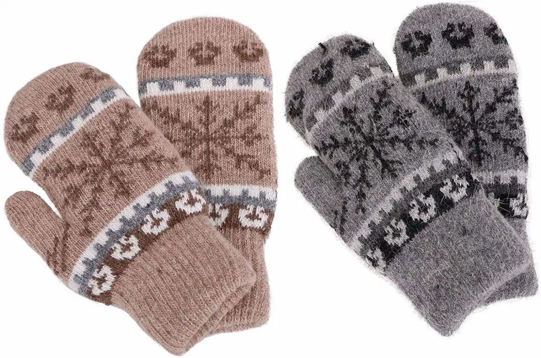 Mens Womens Winter Crochet Gloves Jacquard Patterns Warm Comfortable Knitted Mittens Without Fingers