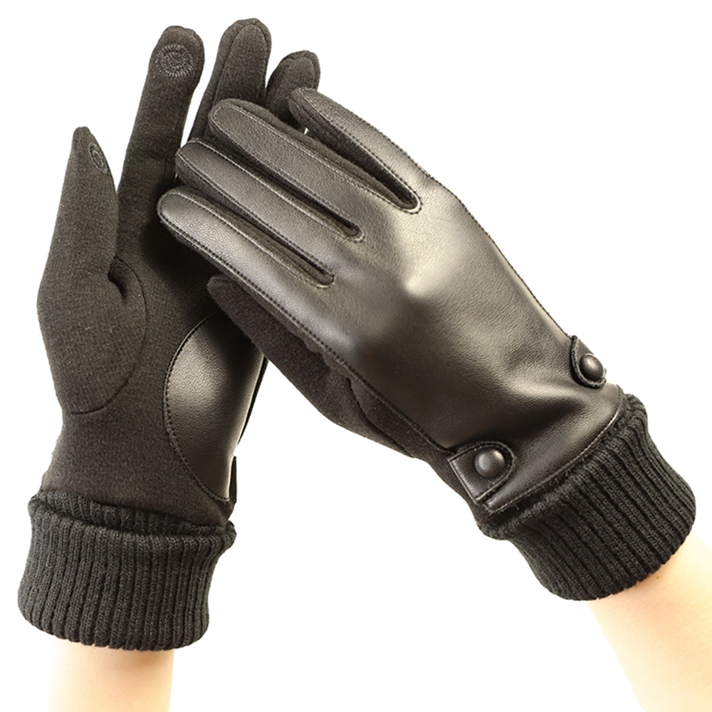 Mens Winter PU Leather Gloves Warm Thermal Women Touchscreen Driving Gloves